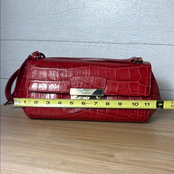 Escada Red Crocodile Embossed Leather Bag - Picture 14 of 15